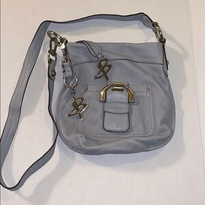 B. Makowsky Grey Leather Cross Body Bag
